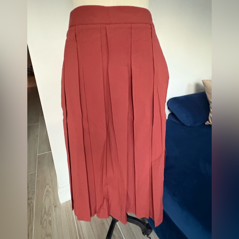 Brown Maxi A-Line Pleated Skirt